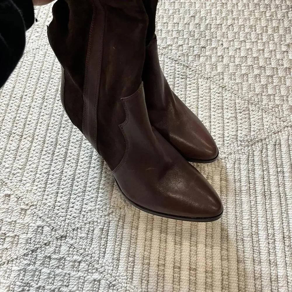Free People Feather Heel Leather & Suede Boots